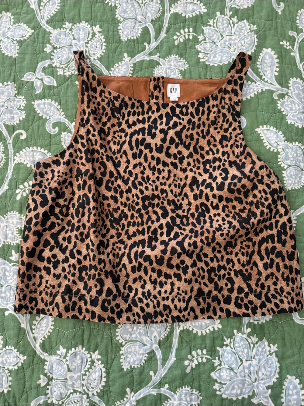 GAP Leopard Print Crop Tank Top - Brown/Black